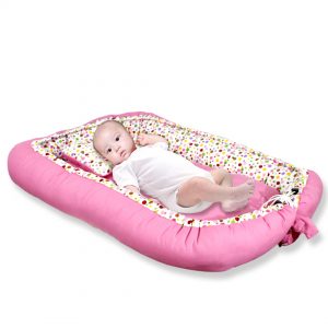Omiland Kasur Kolam Serut Print Polcadot Pink