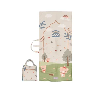 Omiland Sajadah Anak Premium Motif Rainbow Bear Forest Fox Driving dan Abstrak