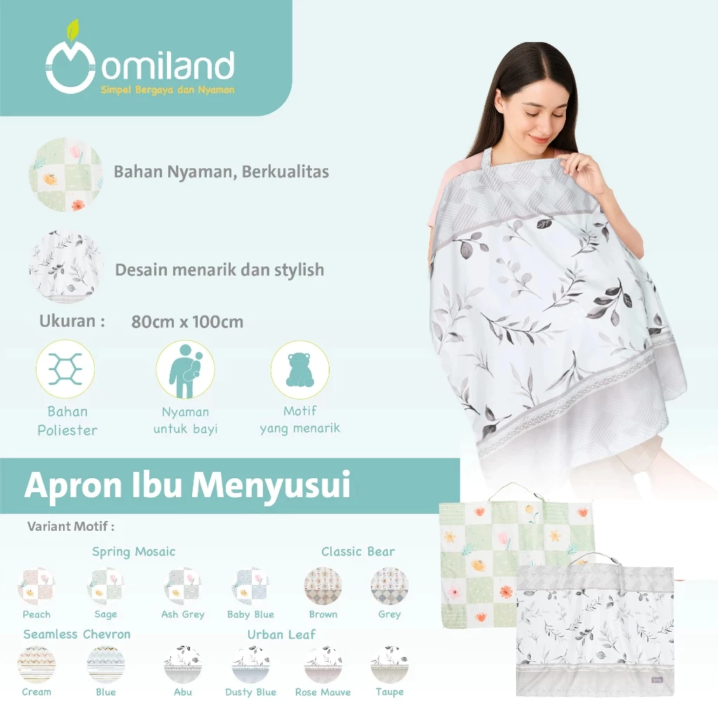 Omiland Apron Penutup Ibu Menyusui Motif - Gambar 2